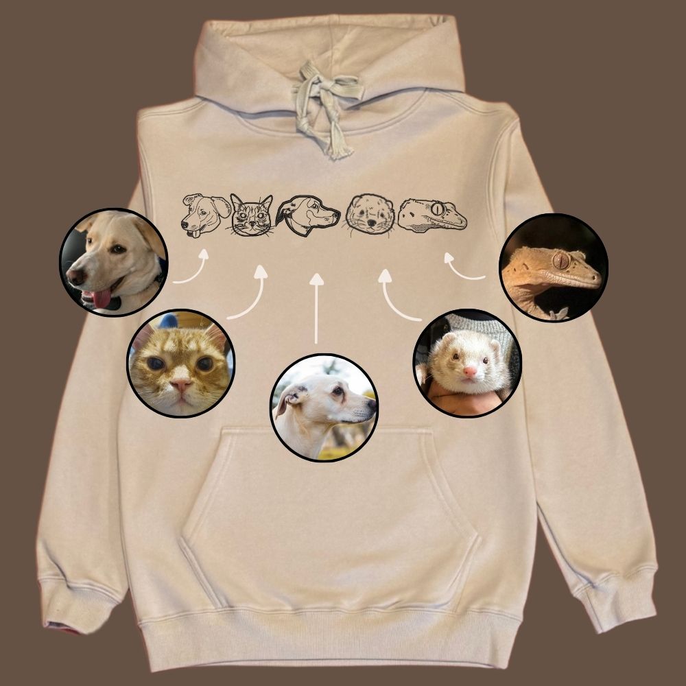 Hoodie con 5 mascota bordada lineal