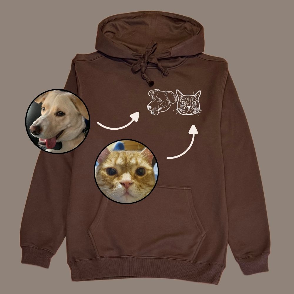 Hoodie con 2 mascota bordada lineal