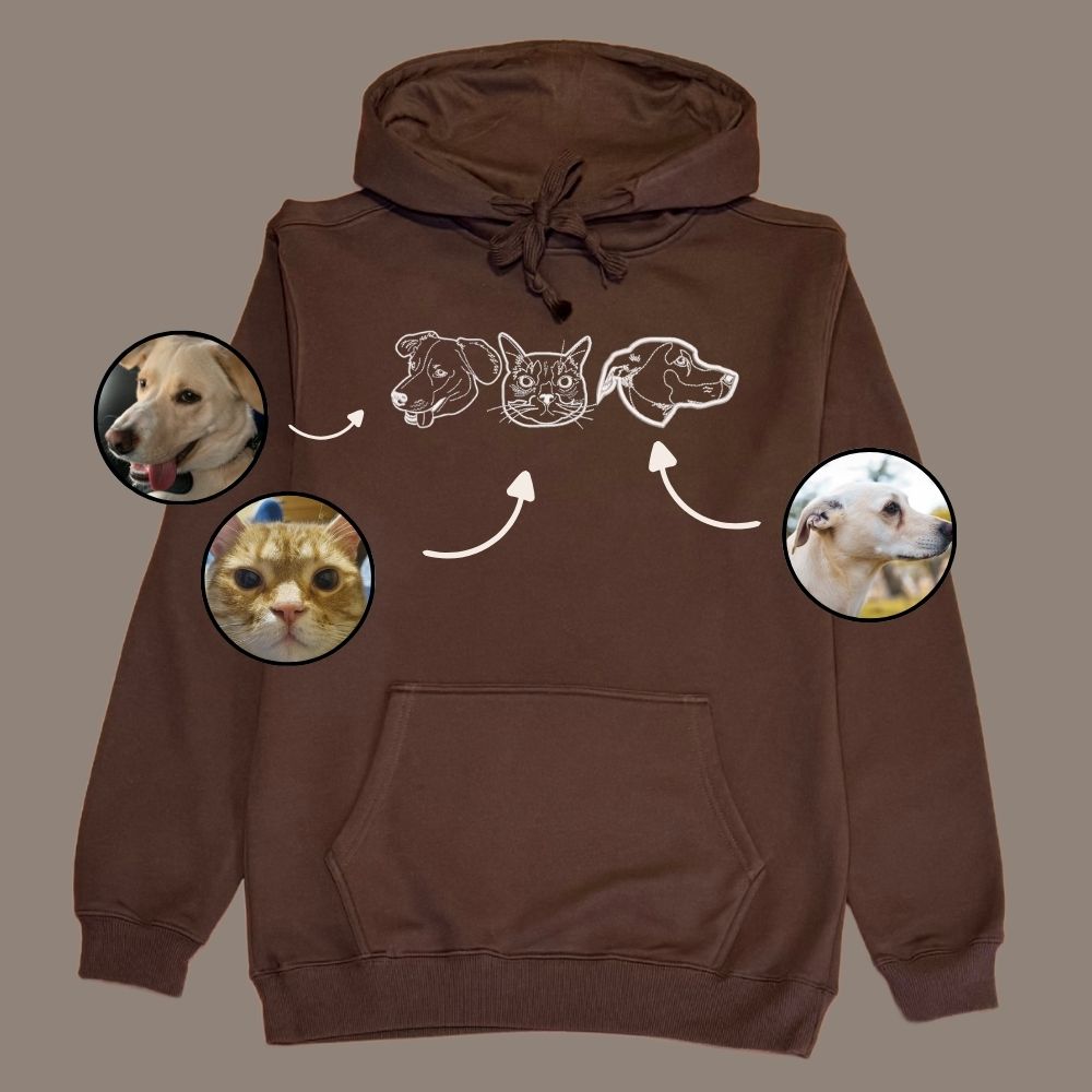Hoodie con 3 mascota bordada lineal
