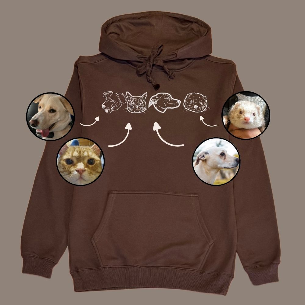 Hoodie con 4 mascota bordada lineal