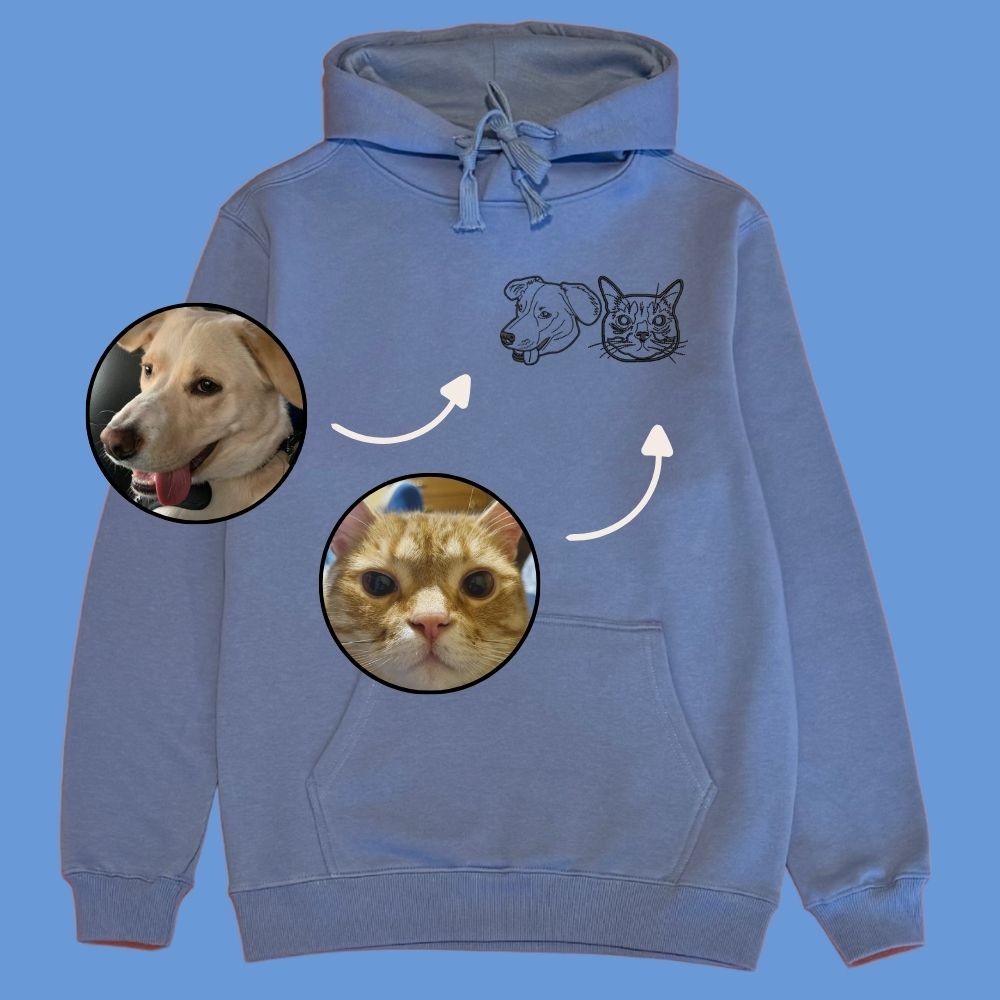 Hoodie con 2 mascota bordada lineal