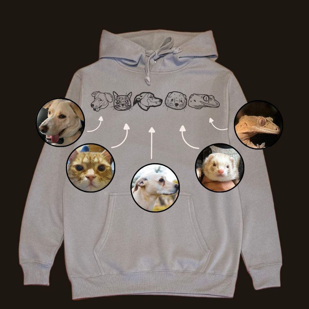 Hoodie con 5 mascota bordada lineal