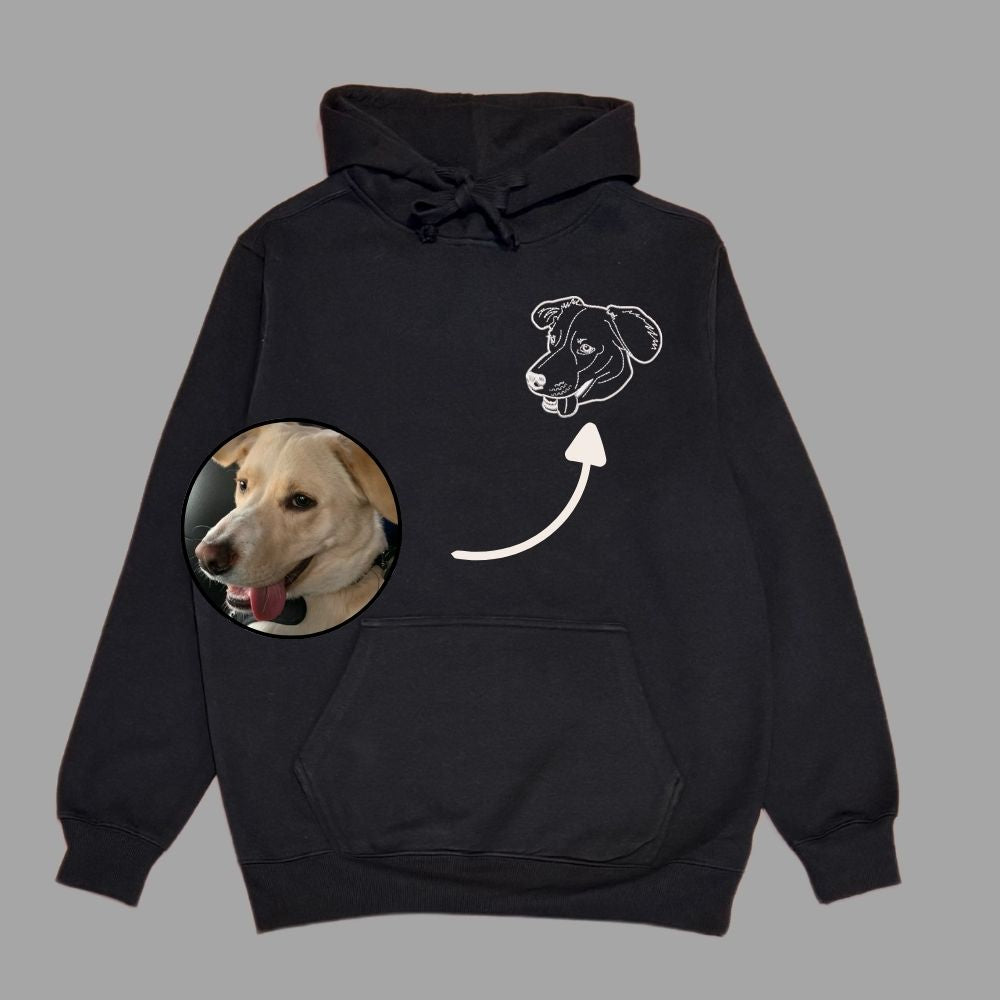 Hoodie con 1 mascota bordada lineal