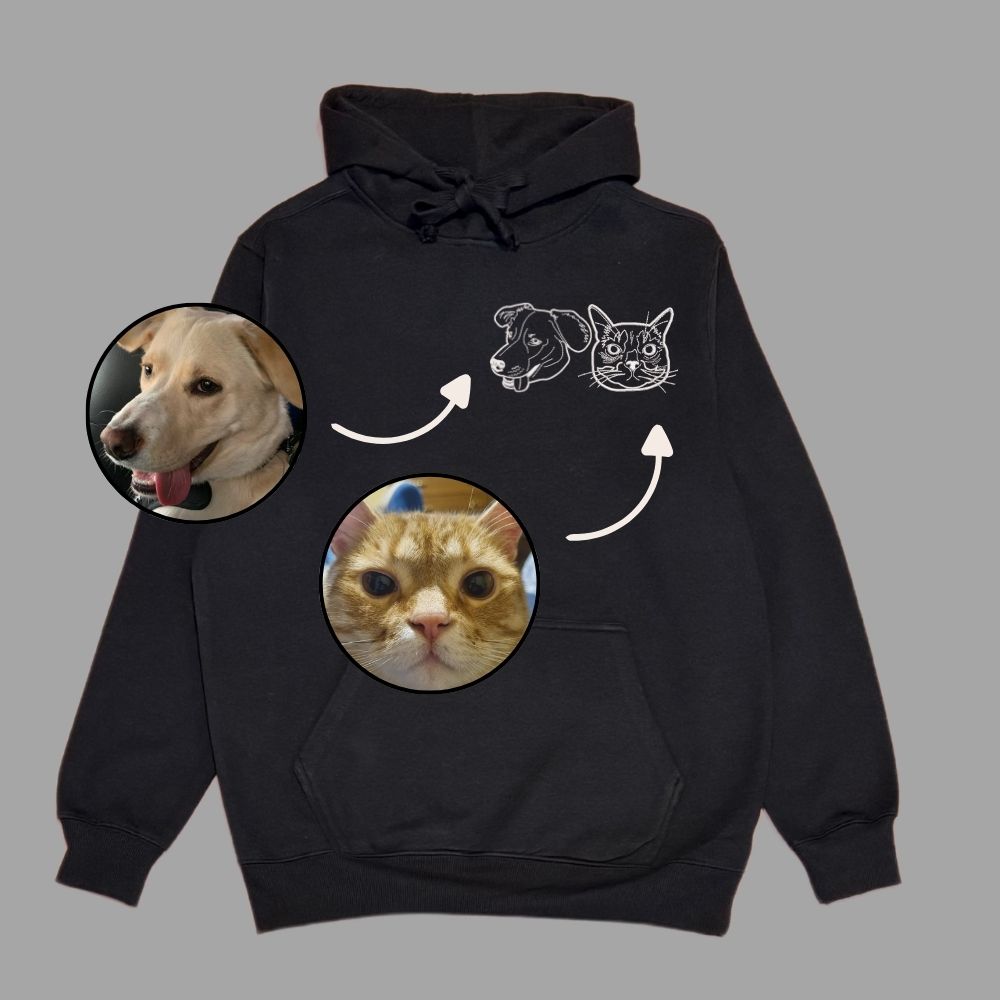 Hoodie con 2 mascota bordada lineal