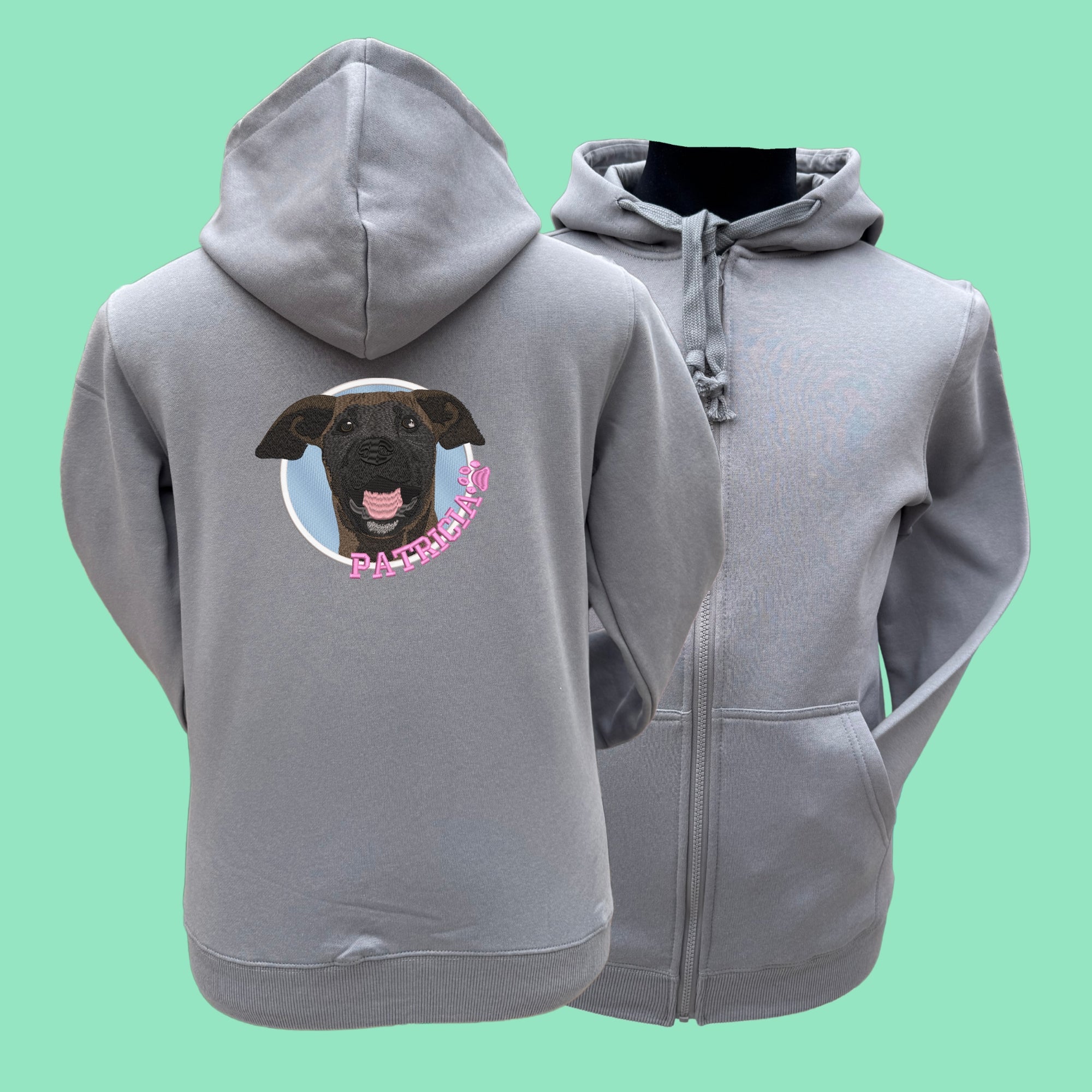 Hoodie cierre con 1 mascota bordada Full Art