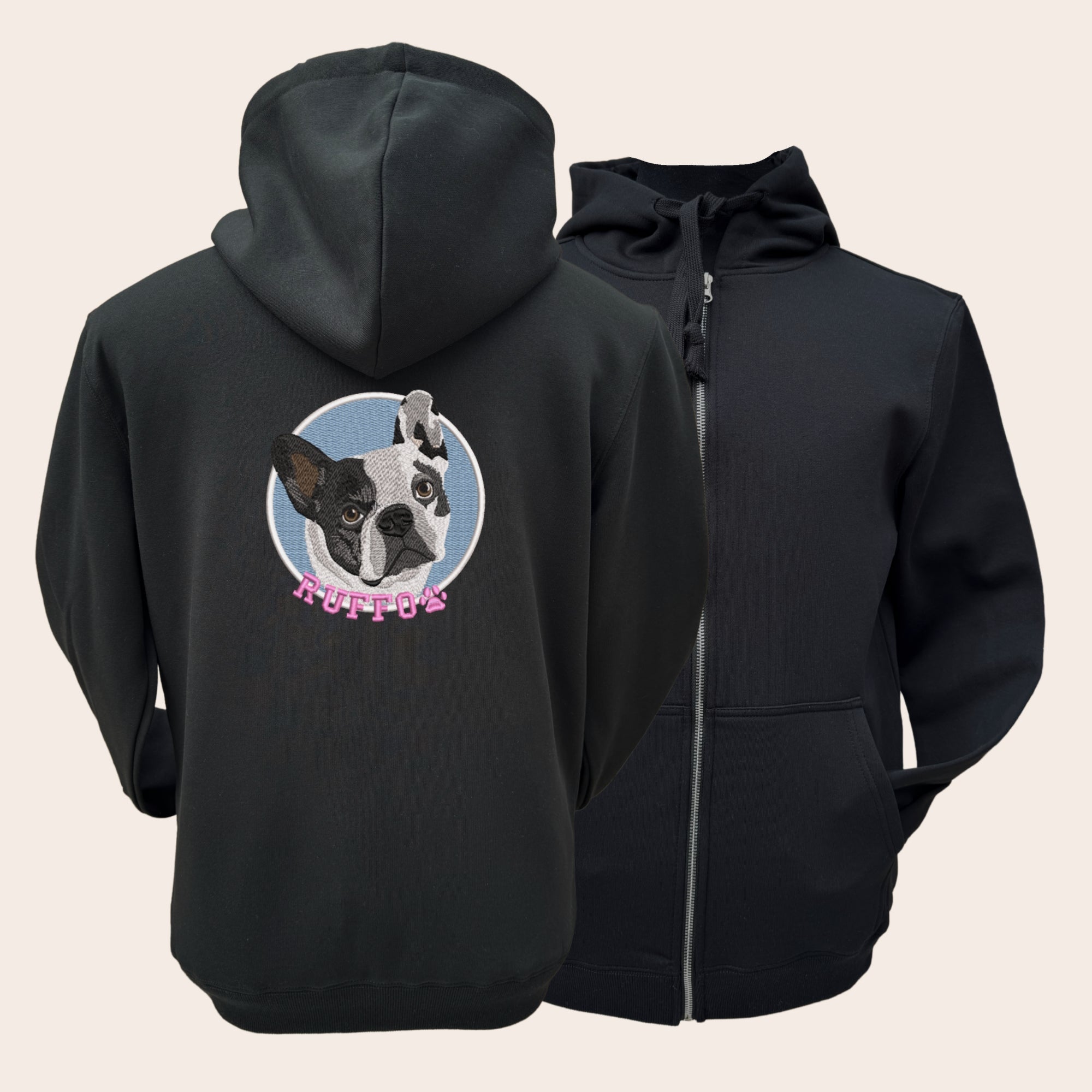 Hoodie cierre con 1 regalón bordado Grande