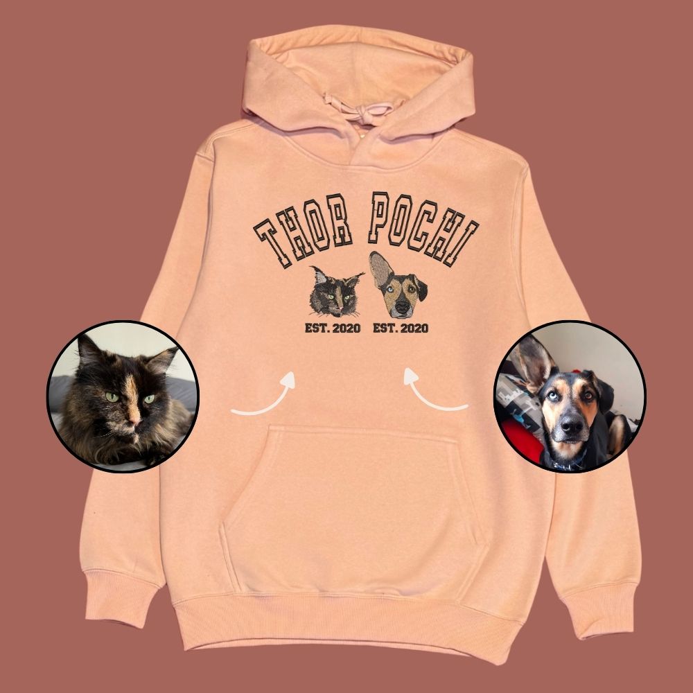 Hoodie college 2 mascotas bordadas fullcolor