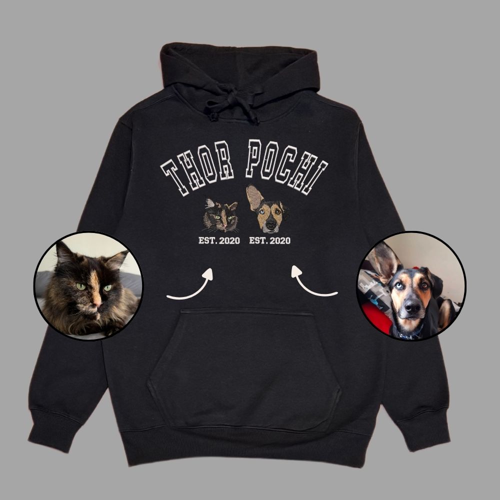 Hoodie college 2 mascotas bordadas fullcolor