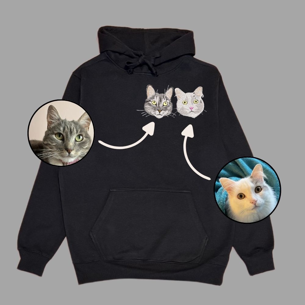 Hoodie con 2 mascotas bordadas