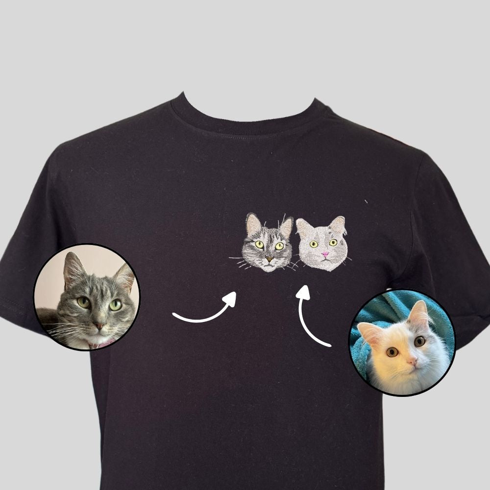 Polera con 2 mascotas bordadas