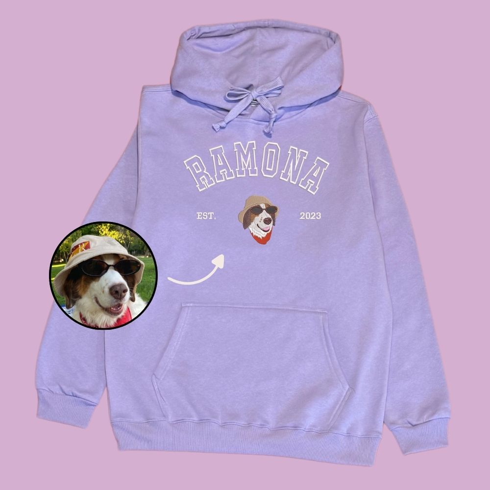 Hoodie estilo college con 1 regalón bordado