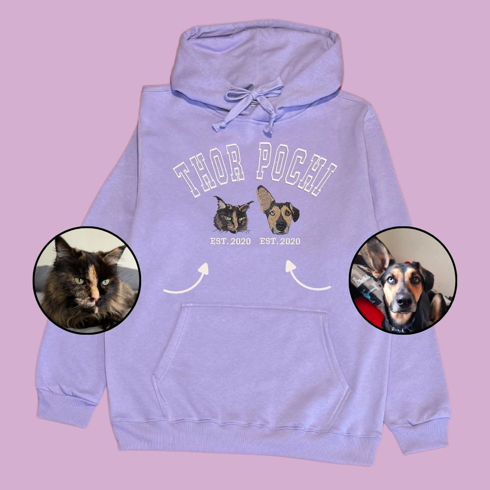 Hoodie college 2 mascotas bordadas fullcolor